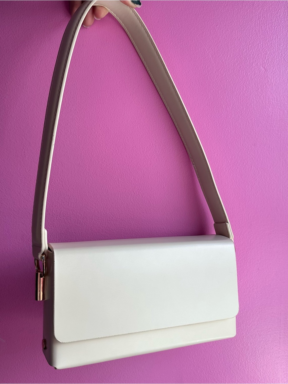 Minimal Cream Madison West Structured Shoulder Bag – Elegant Everyday Purse
